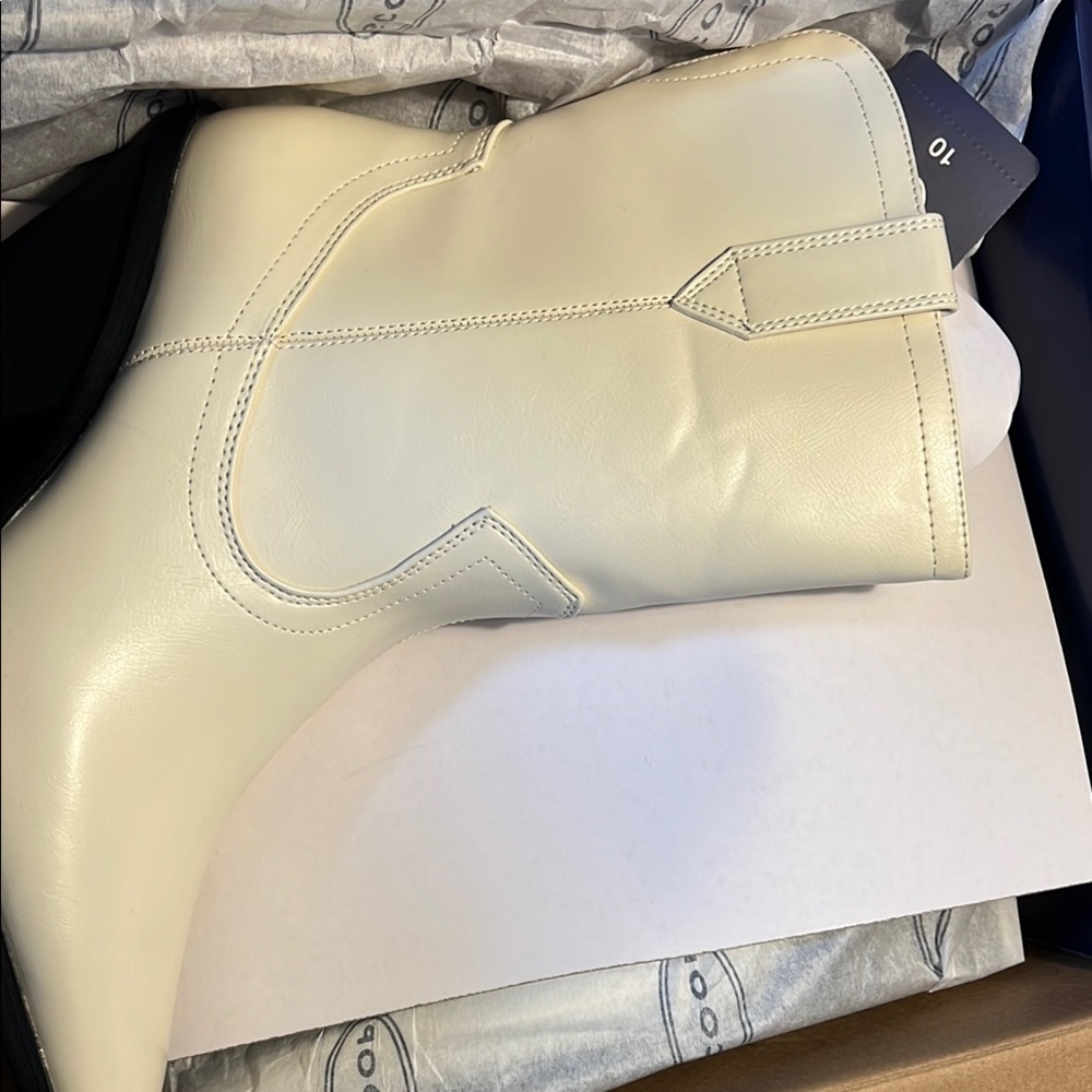 White Faux Leather Ankle Boots
